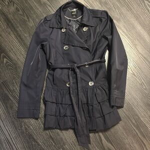 🍍 Express Womens Navy Long Sleeve Collared Double Breasted Pea Coat Size L🍍